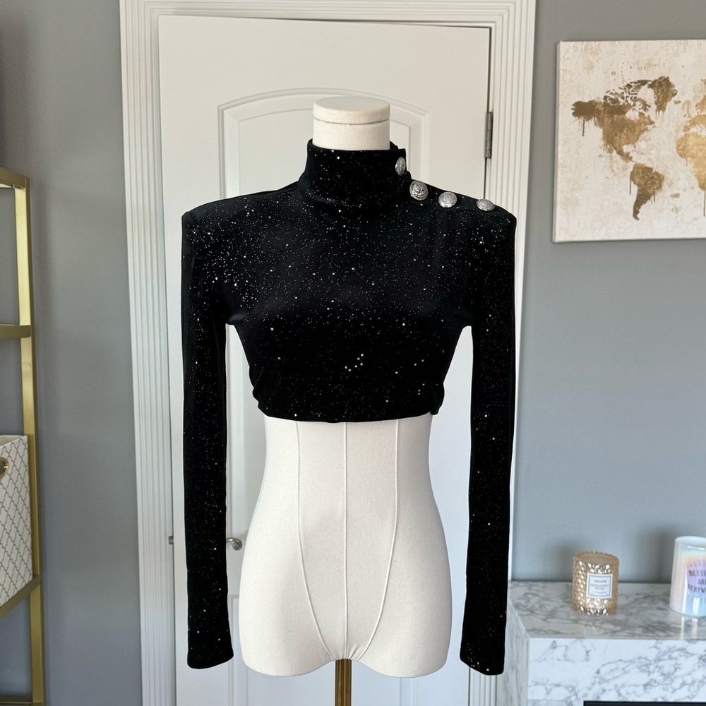 BALMAIN Black & Silver Top - Picture 2 of 7